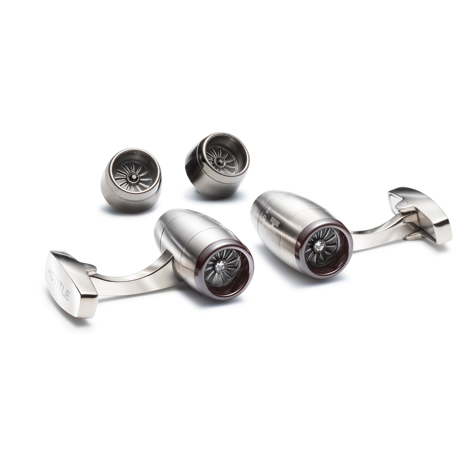 Hotitle Jetstream Titanium Cufflinks - Titanium Silver Set B