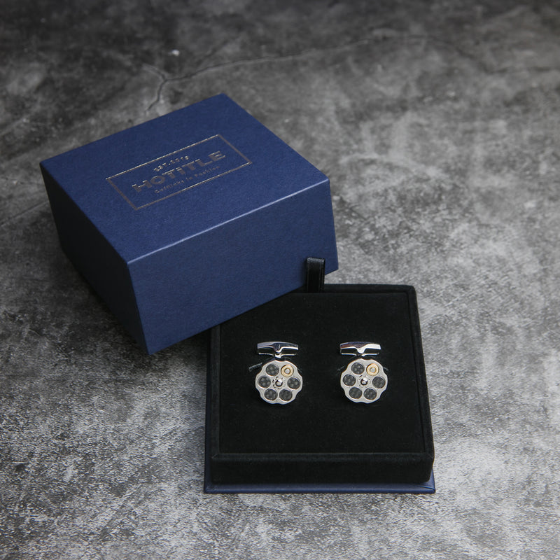 Roulette Cufflinks (Titanium Silver)