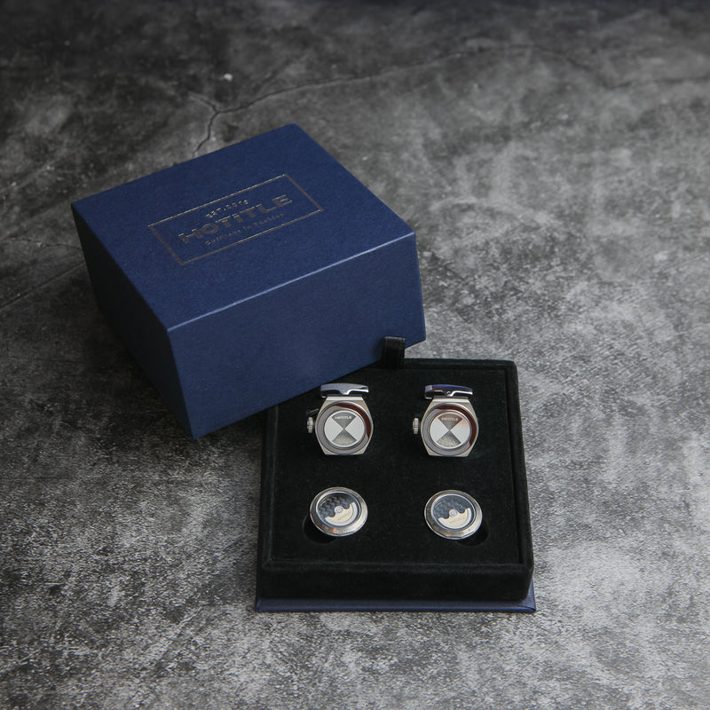 Eternity Interchangeable Cufflinks (Titanium Silver Set B)